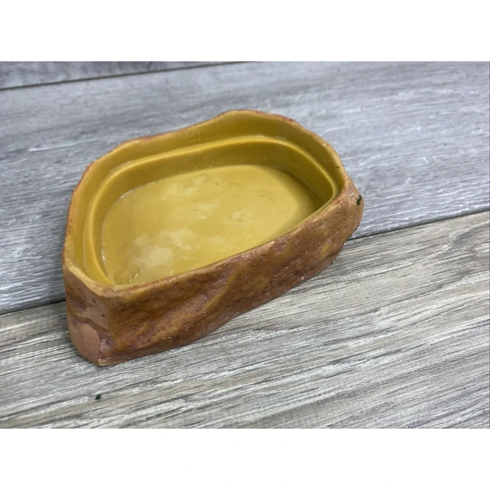 Natural Rock Style Reptile Hide and Water Dish Set Tan Brown Terrarium Decor‎